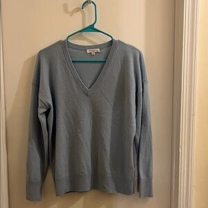 Light Blue Cashmere V-Neck Sweater